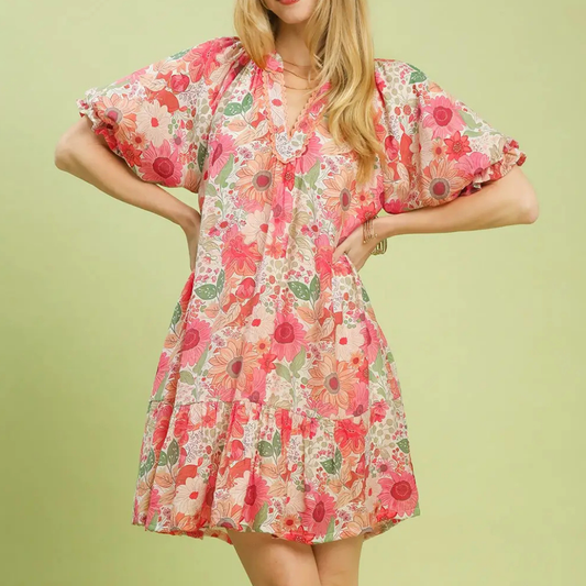 the flora pink mix dress
