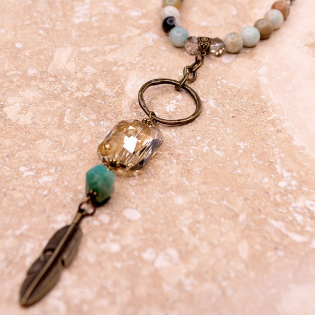 the fauna necklace in amazonite
