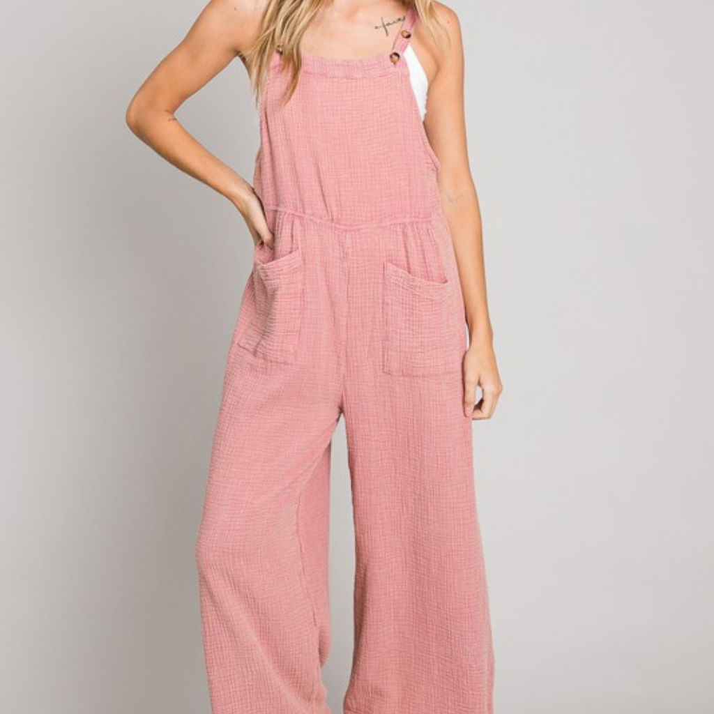 the calista overalls in dusty pink