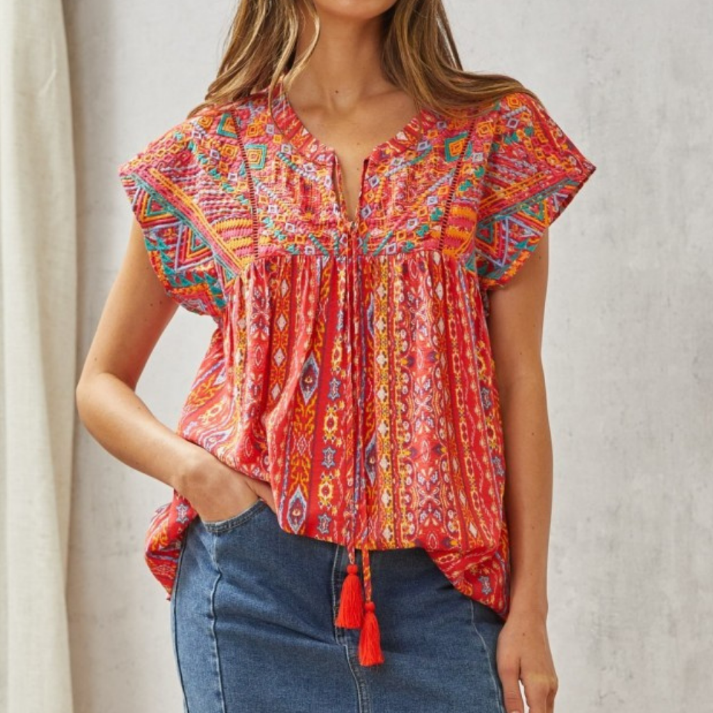 the carly embroidered top