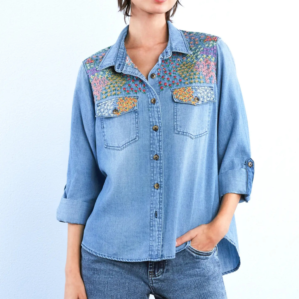 the mer embroidered shirt