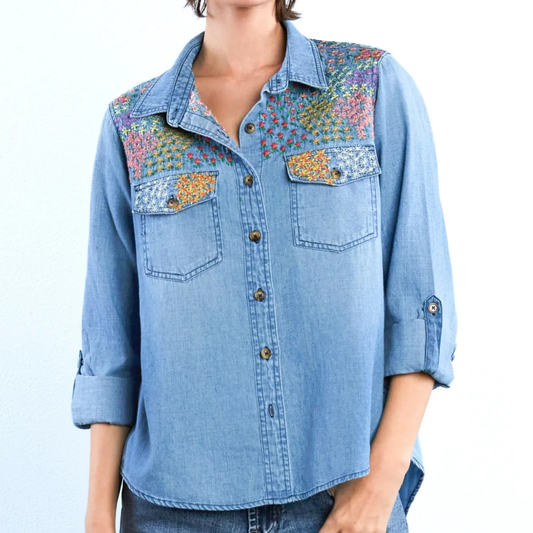 the mer embroidered shirt