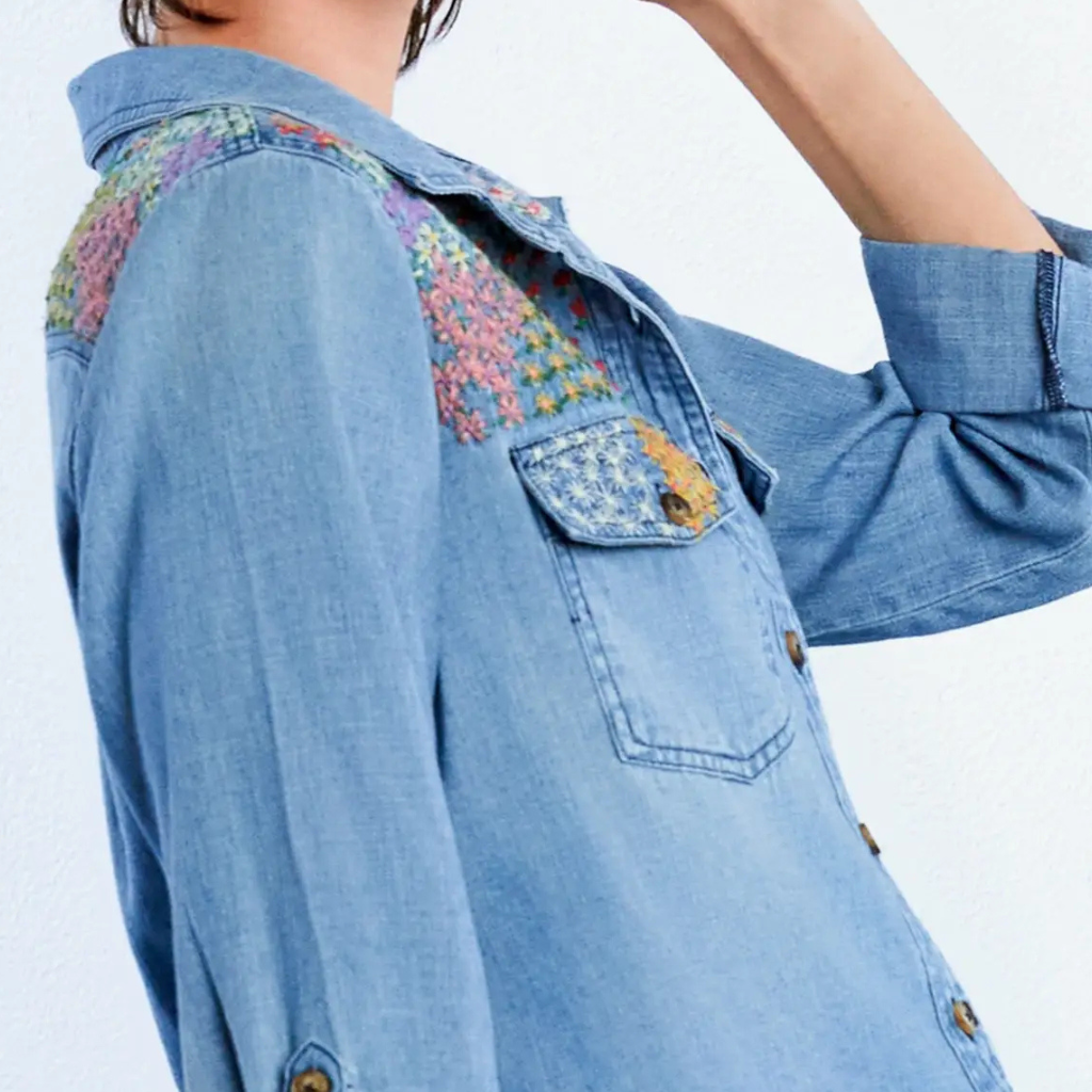 the mer embroidered shirt
