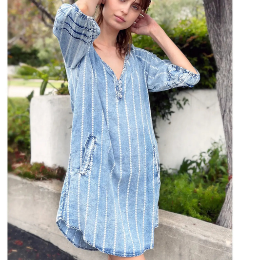 the rory stripe tencel dress