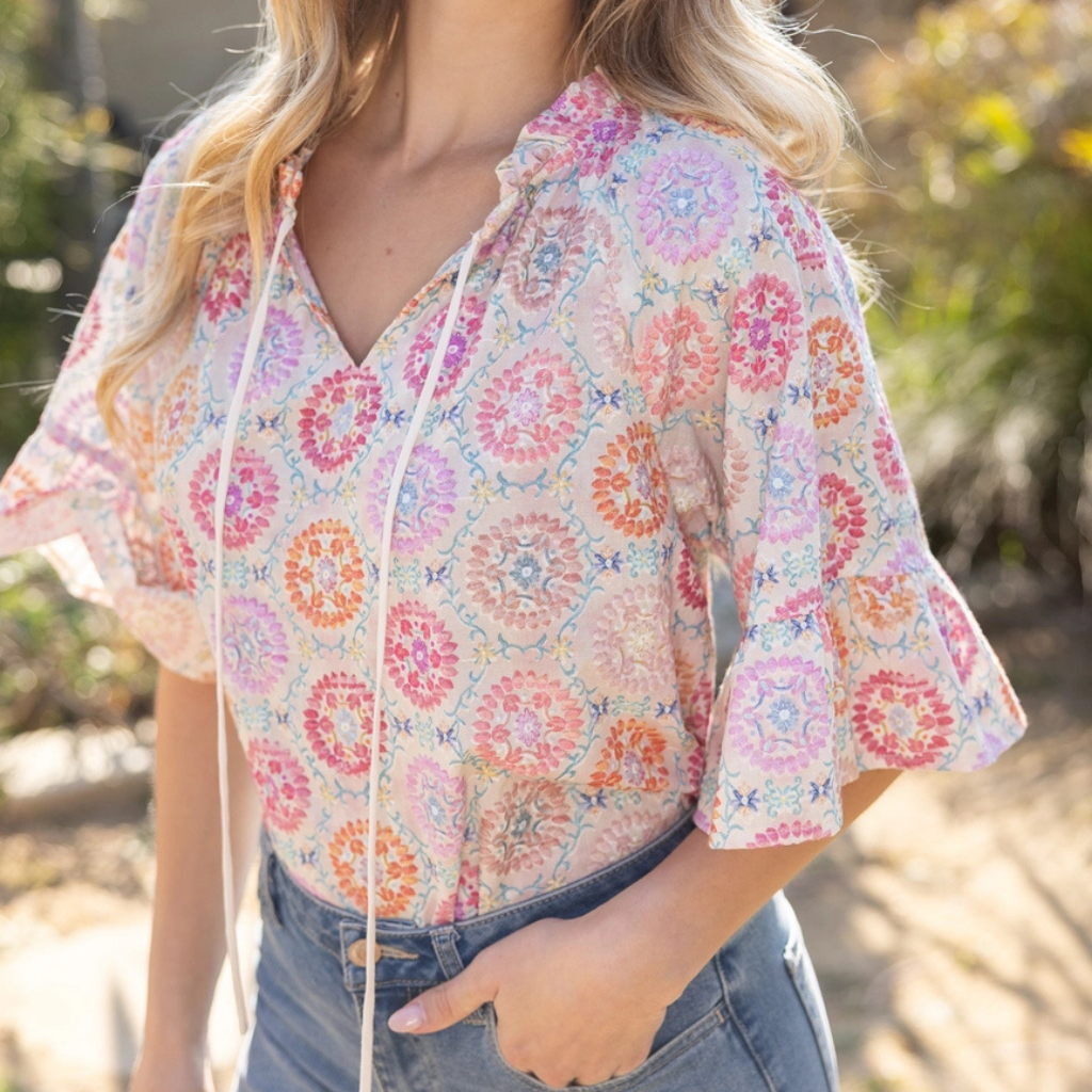 the lila embroidered blouse
