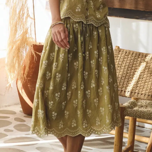 the heidi sage embroidered skirt