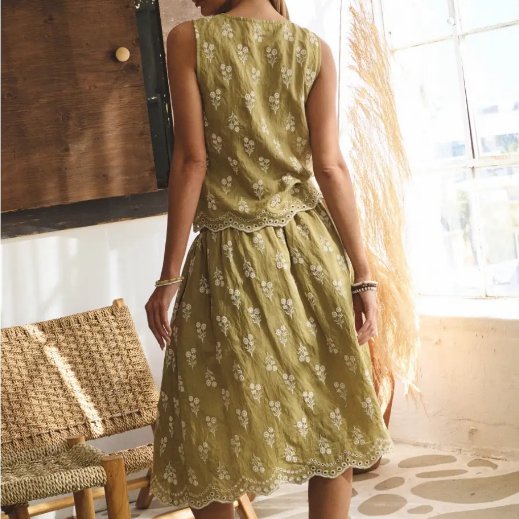 the heidi sage embroidered skirt