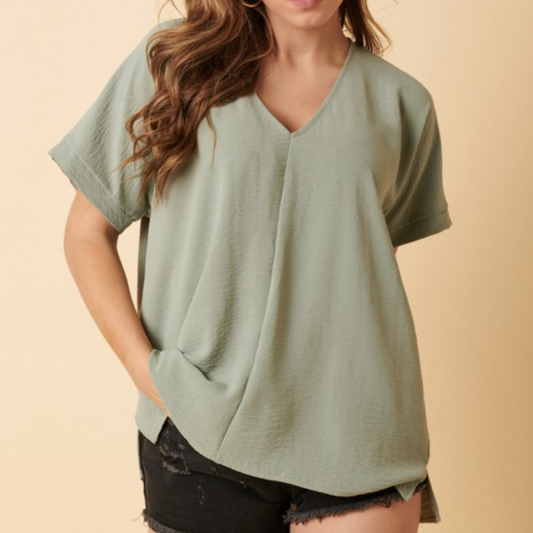 the gwen basic top in sage
