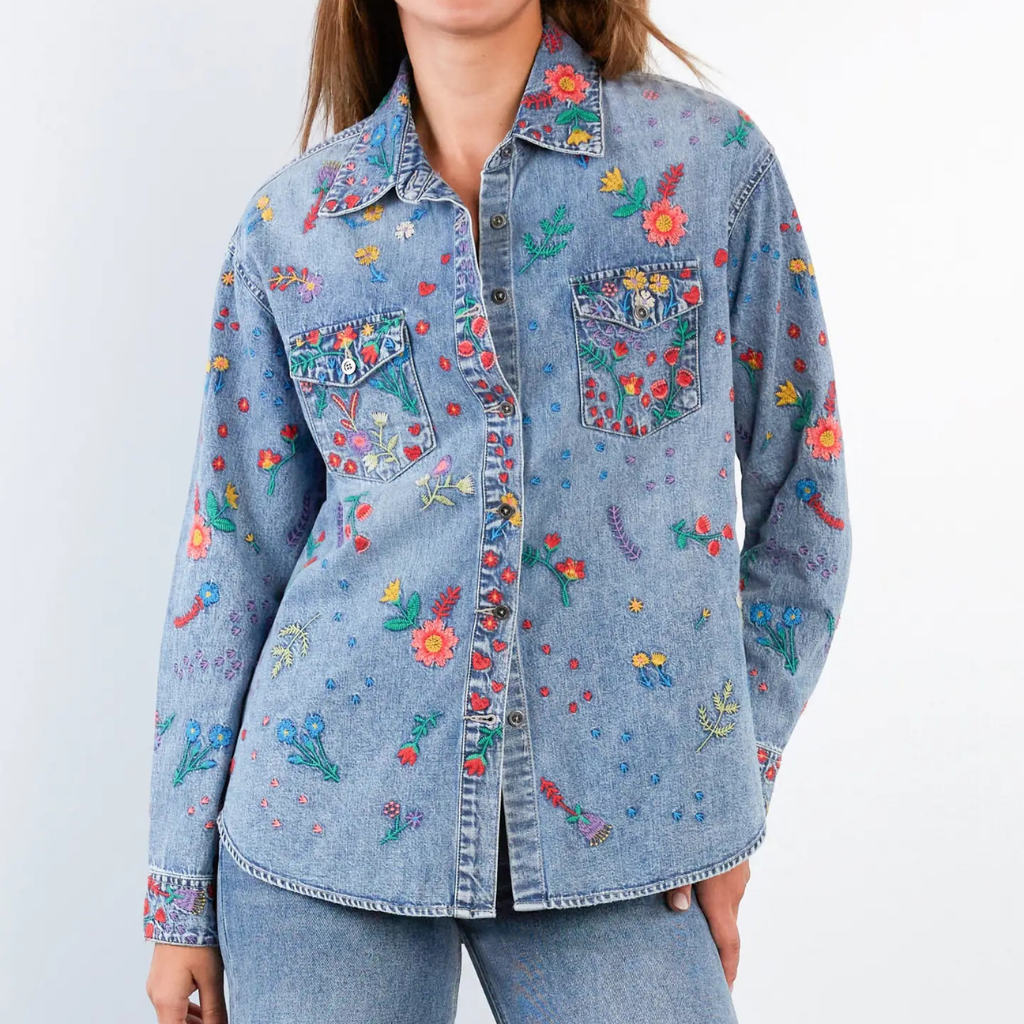 the christine embroidered shirt jacket