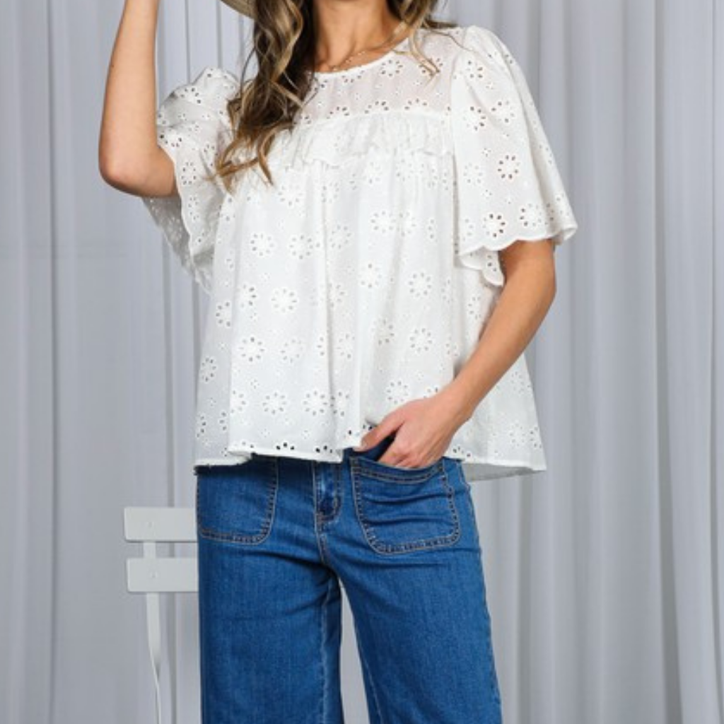 the evelyn eyelet top