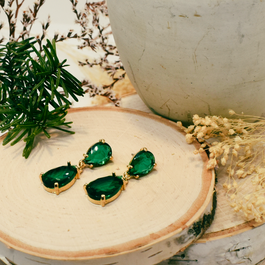emerald tiered oval earrings
