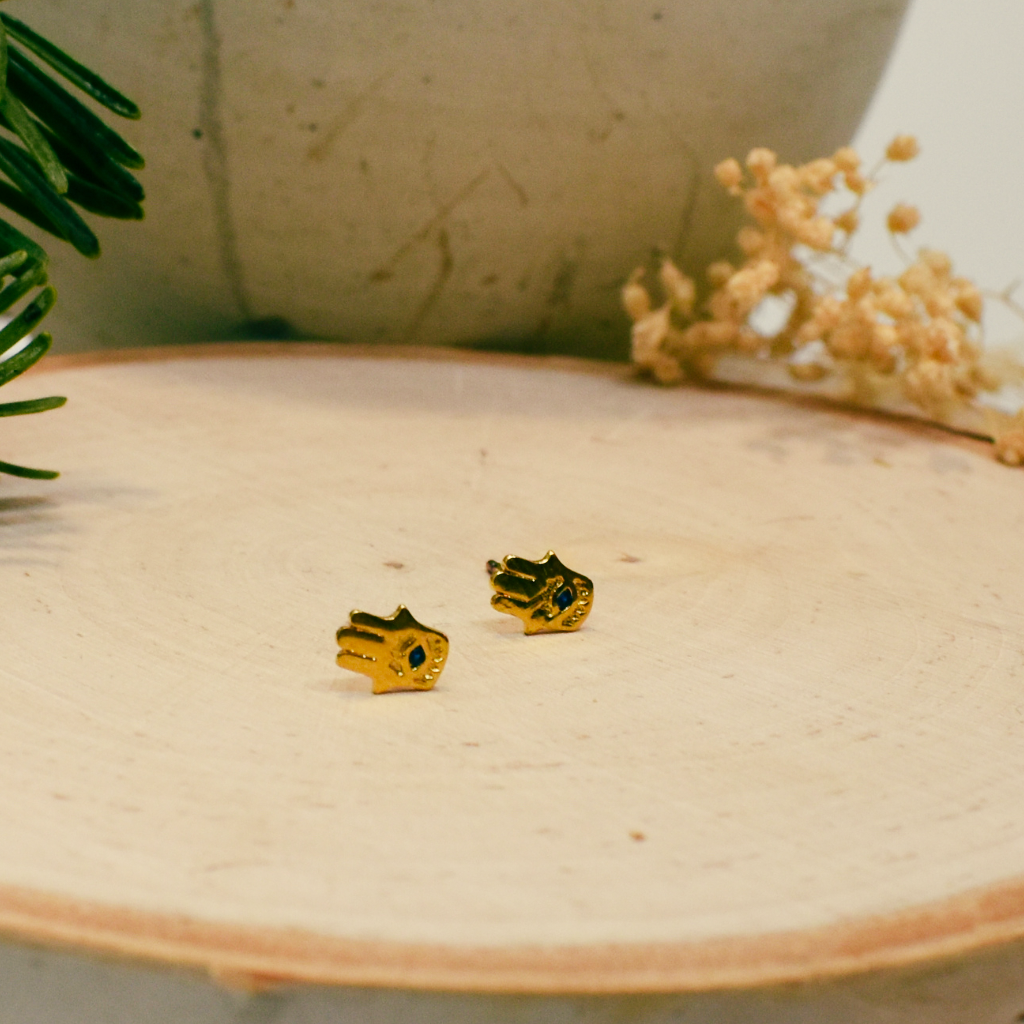 mini hamsa stud earrings