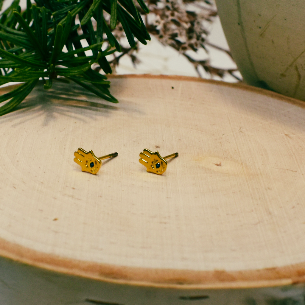 mini hamsa stud earrings