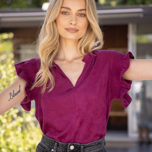 the sophie blouse in wine