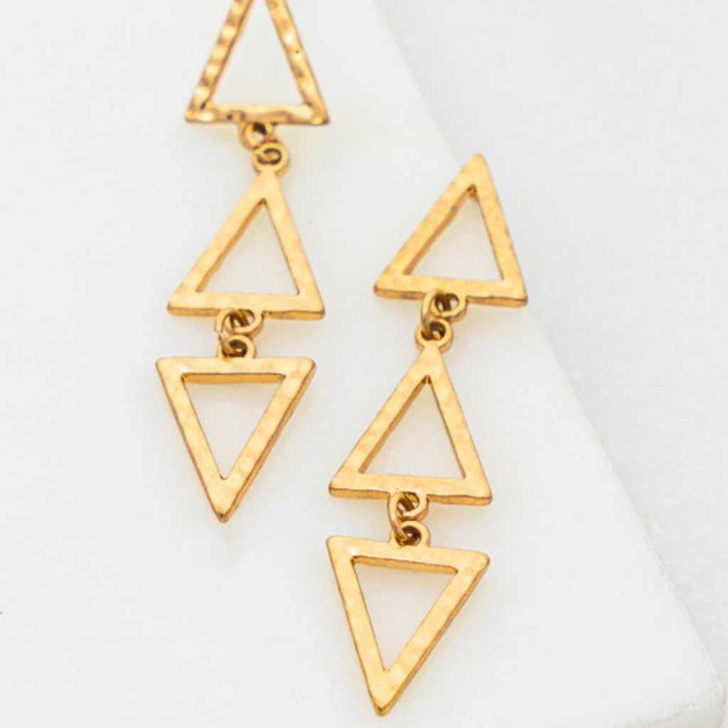 trio triangle earrings