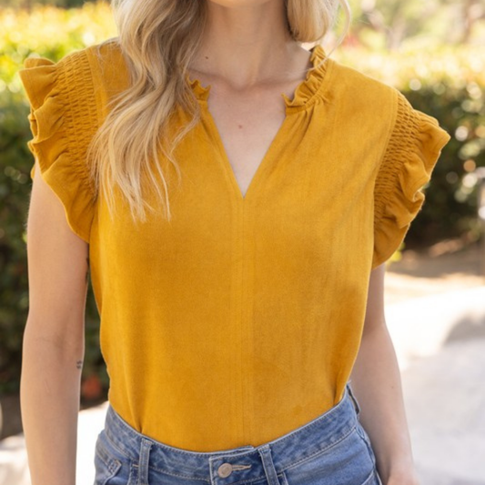 the sophie blouse in mustard