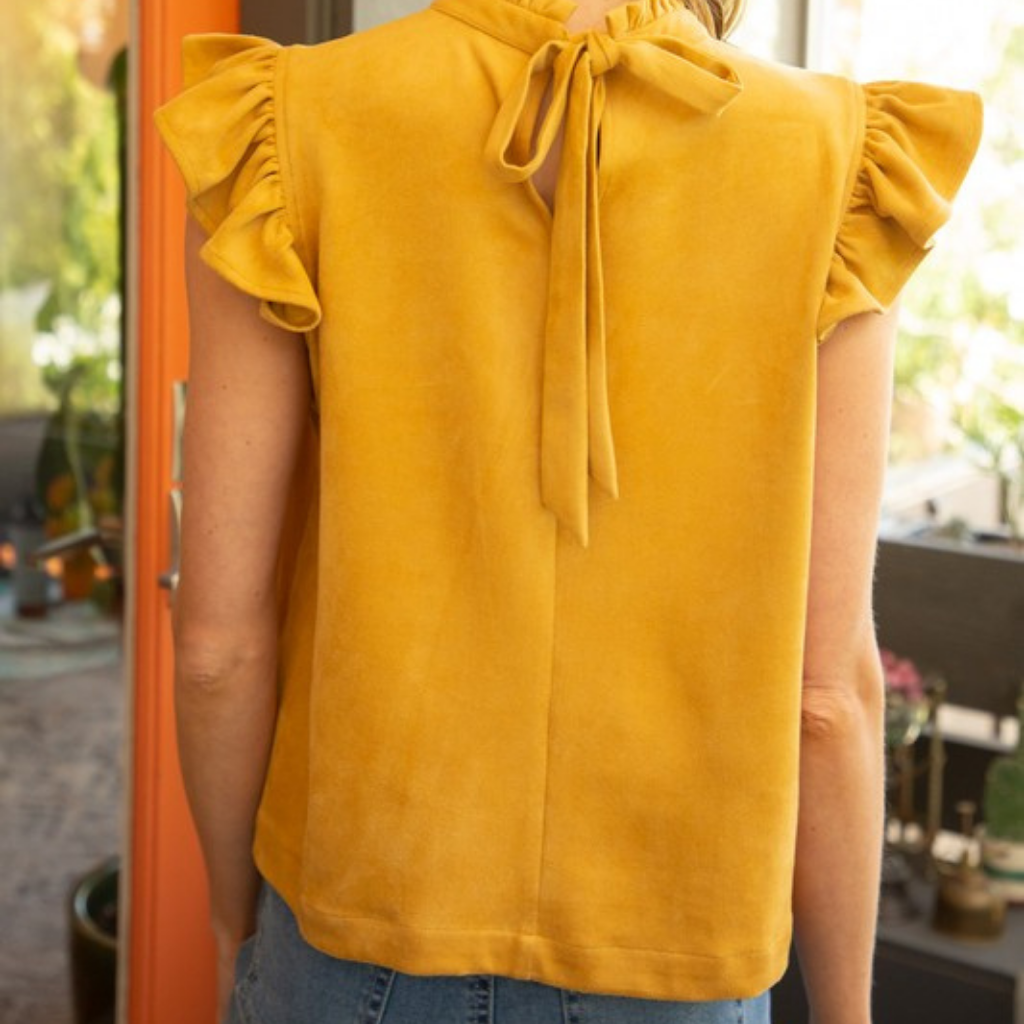 the rory suede top in mustard