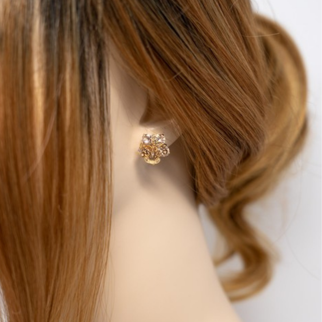 geo + stone stud earrings