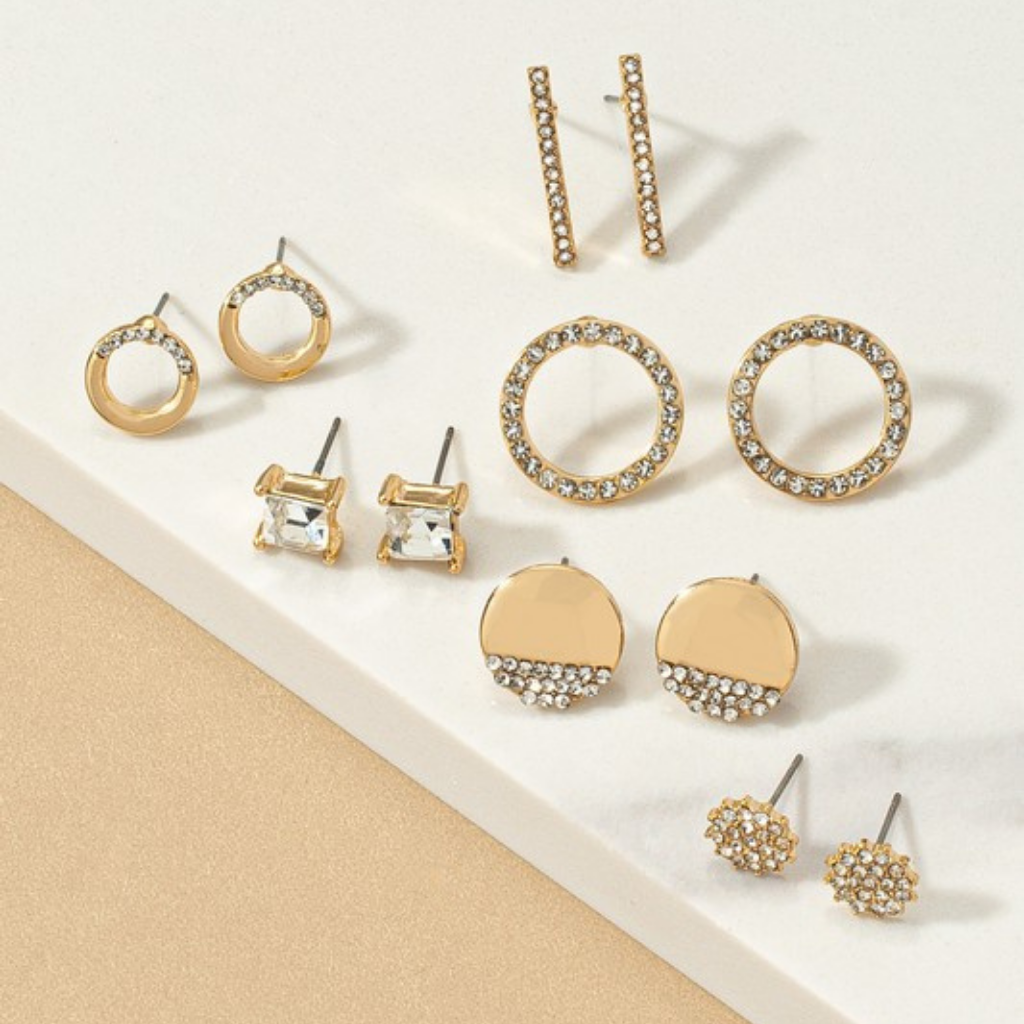 glitz + gold stud earring collection