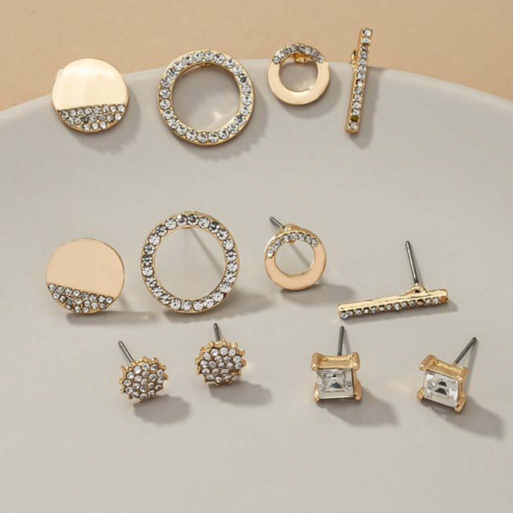 glitz + gold stud earring collection