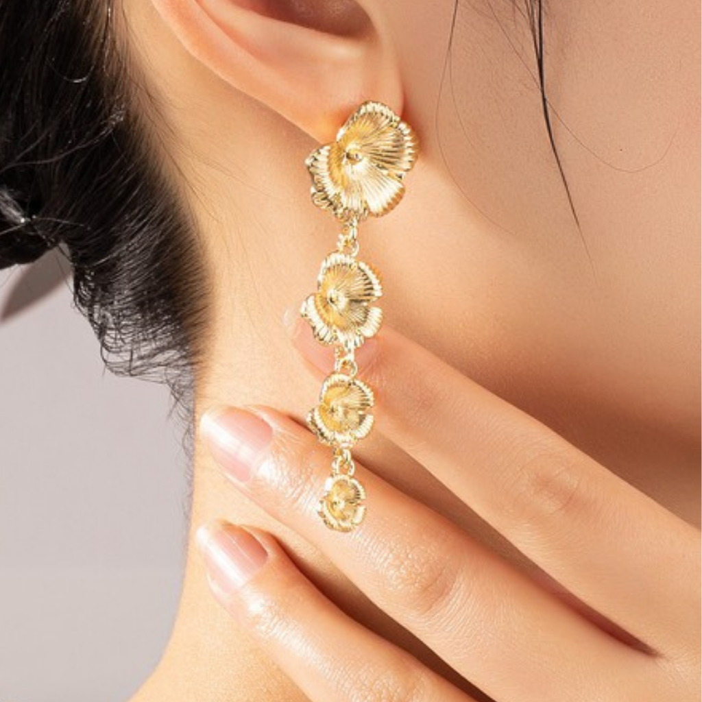 tiered flower earrings