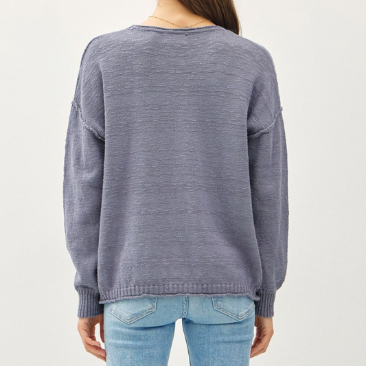 the piper sweater in slate blue