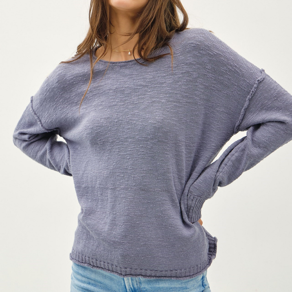 the piper sweater in slate blue