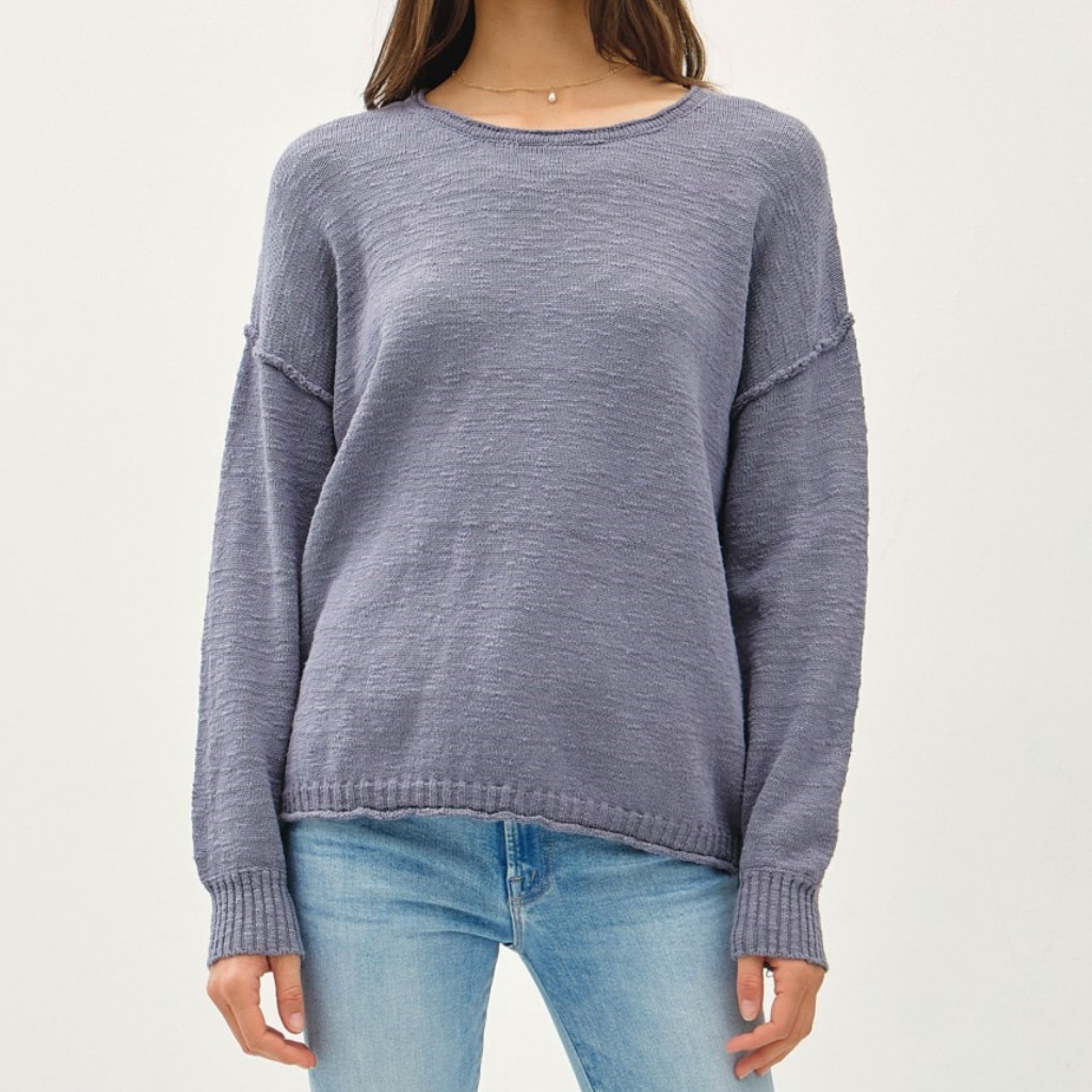 the piper sweater in slate blue