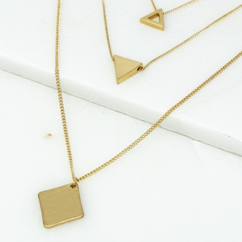 triple tiered triangle necklace