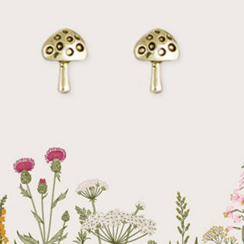 gold mushroom stud earrings