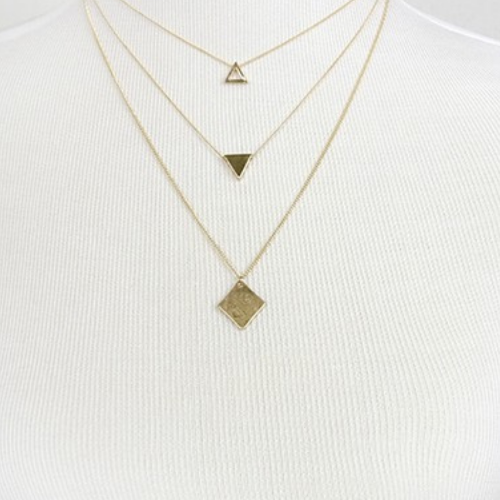 triple tiered triangle necklace