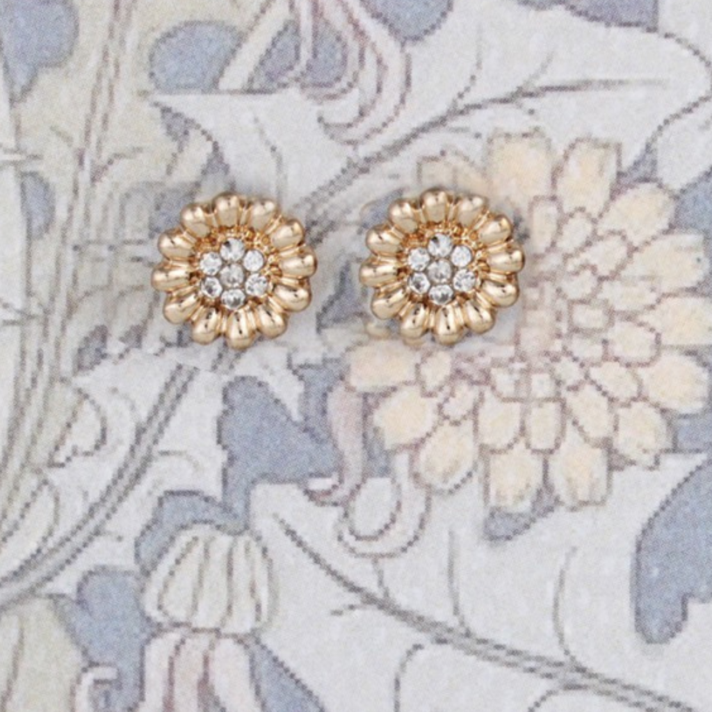 flower + stone stud earrings