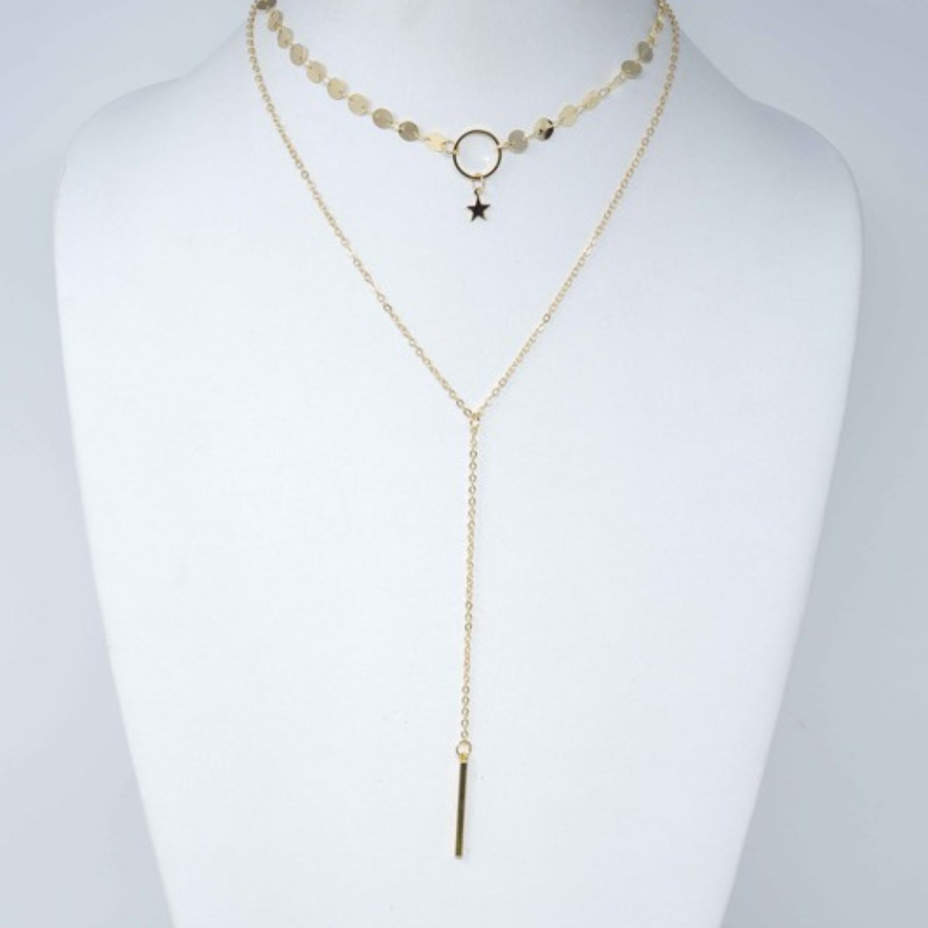 star chain + bar necklace