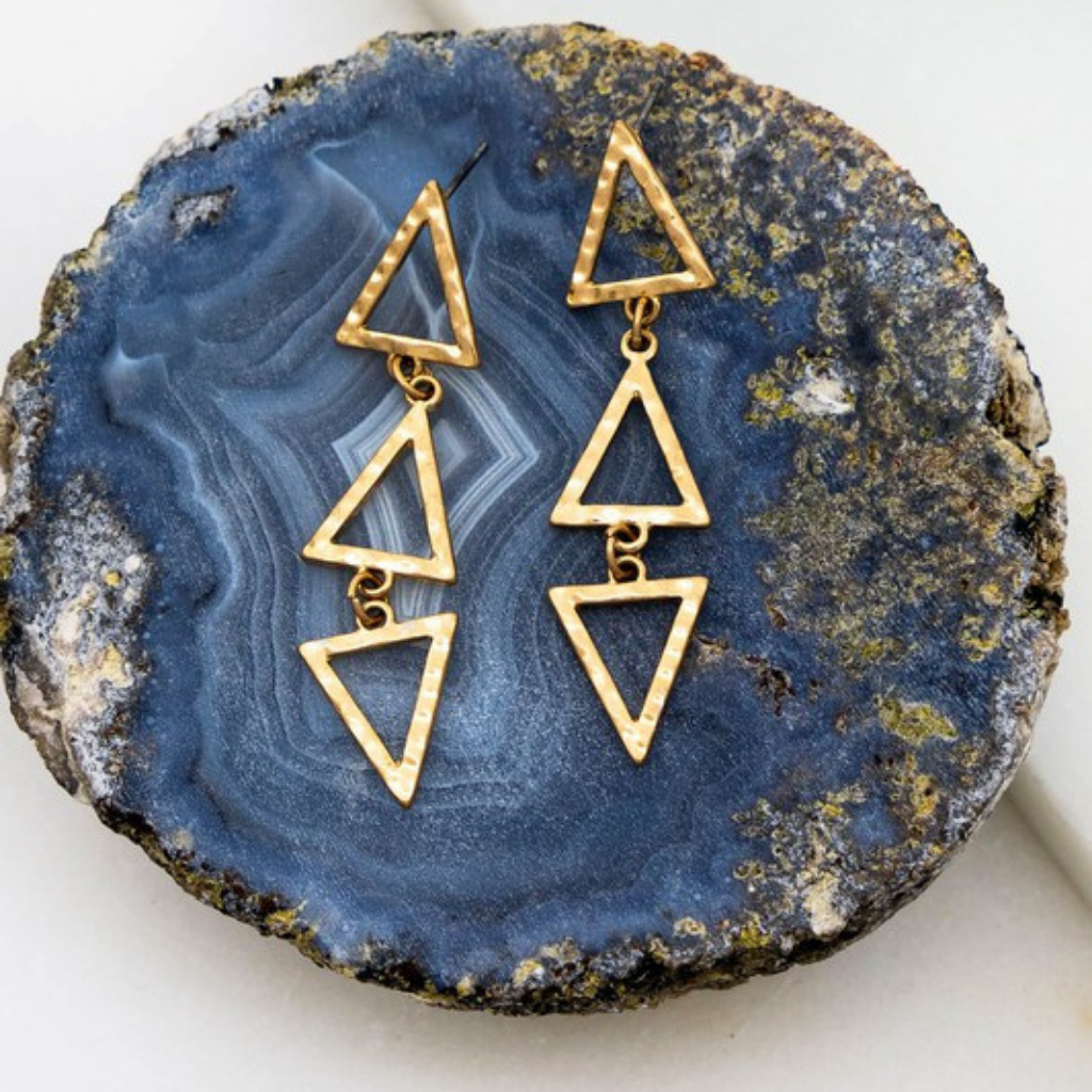 trio triangle earrings