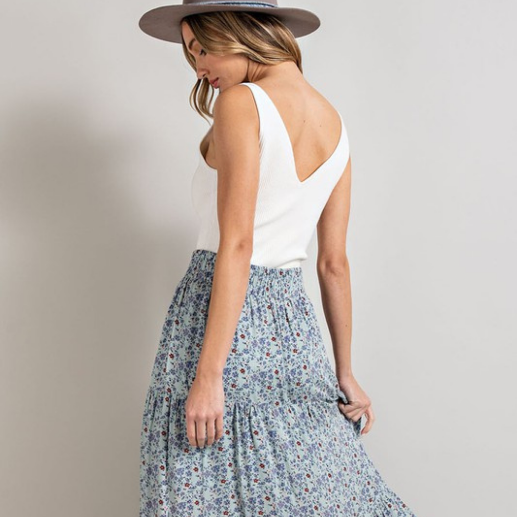 the june floral skirt in blue