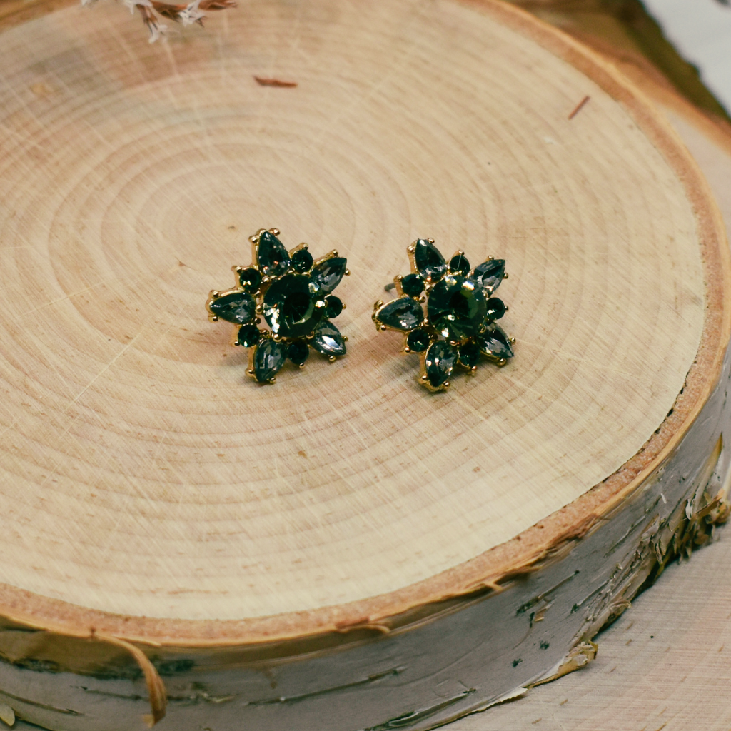 deep olive star stud earrings