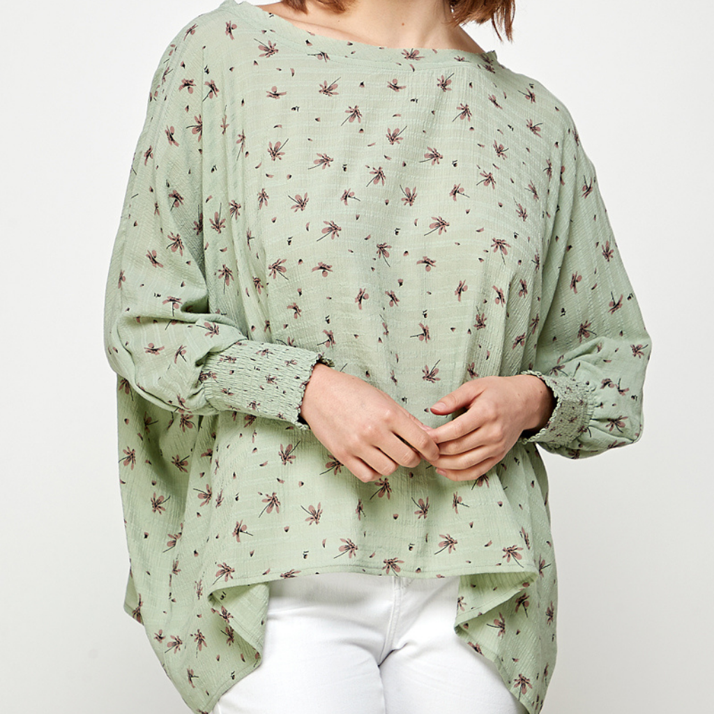 the flora smocked sleeve top