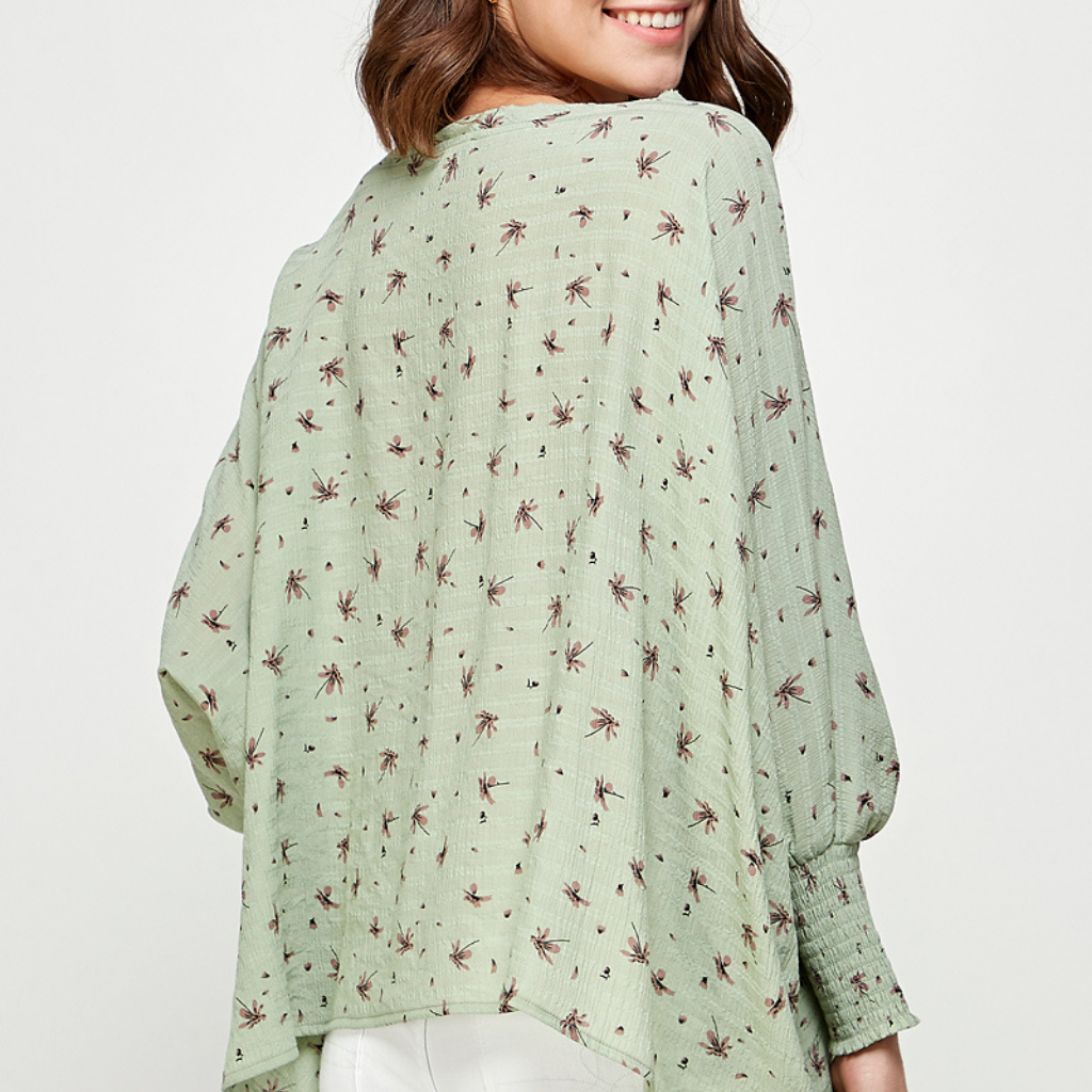 the flora smocked sleeve top