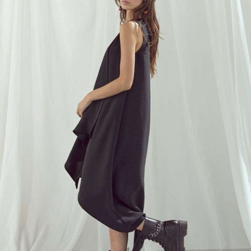 the betty asymmetrical dress in black