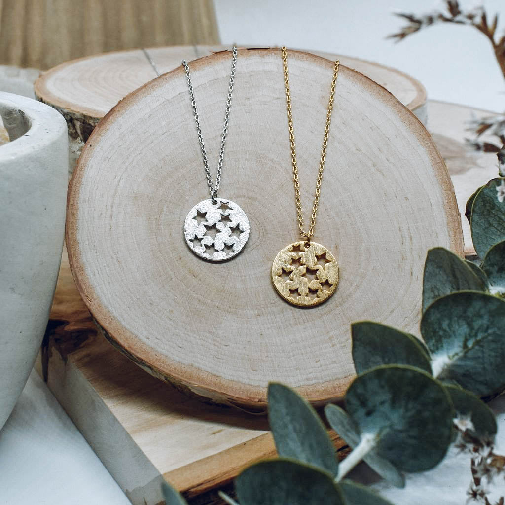 moon + stars coin necklace