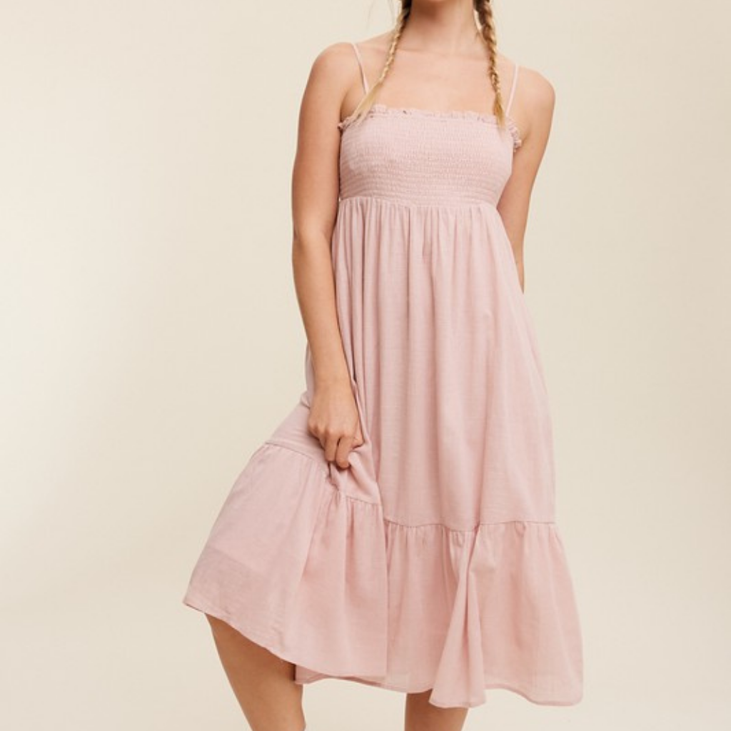 the libby dress in powder pink